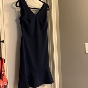 Navy Banana Republic Sheath Dress with ruffle hem